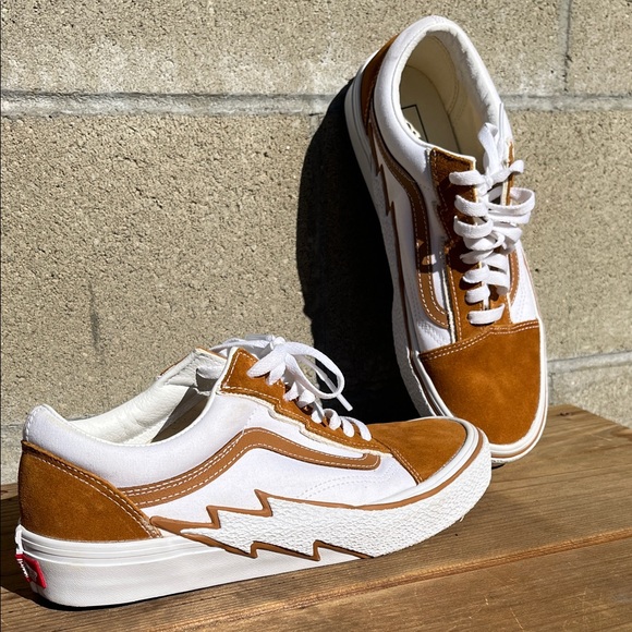 Vans White and Brown lightning Sneakers - Picture 2 of 7